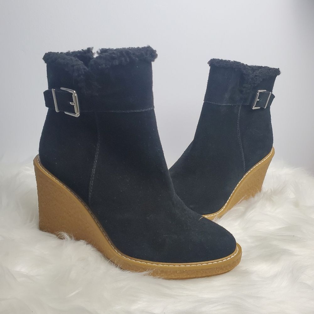 Franco Sarto Black Wedge Booties Size 9